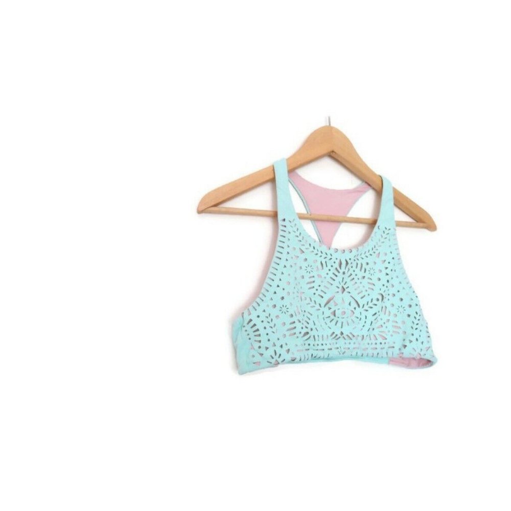 Spiritual Gangster Blue and Pink Bikini Top